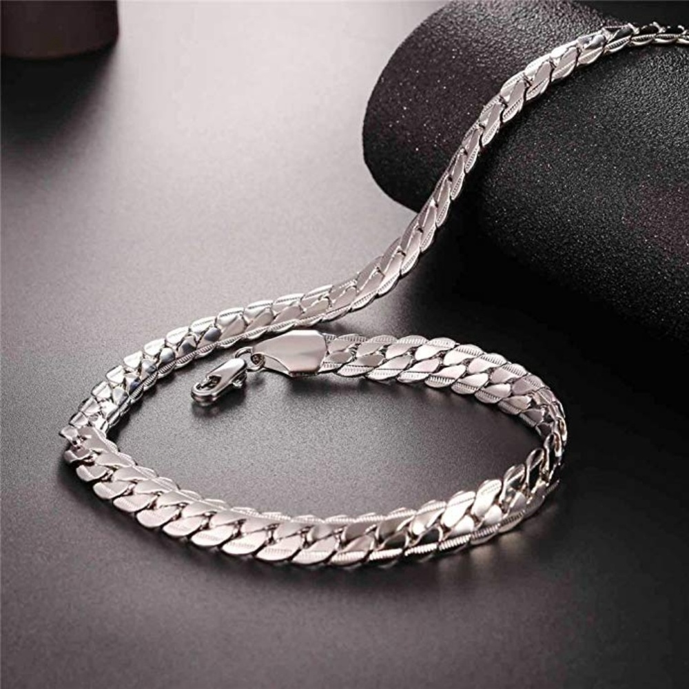 New Mens Platinum Snake Chain Necklace 9mm Wide
